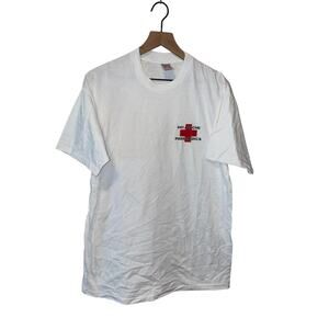 90s Vintage Jerzees Ski Apache Paramedics Medic White Shirt Tee VTG 1990s L Larg